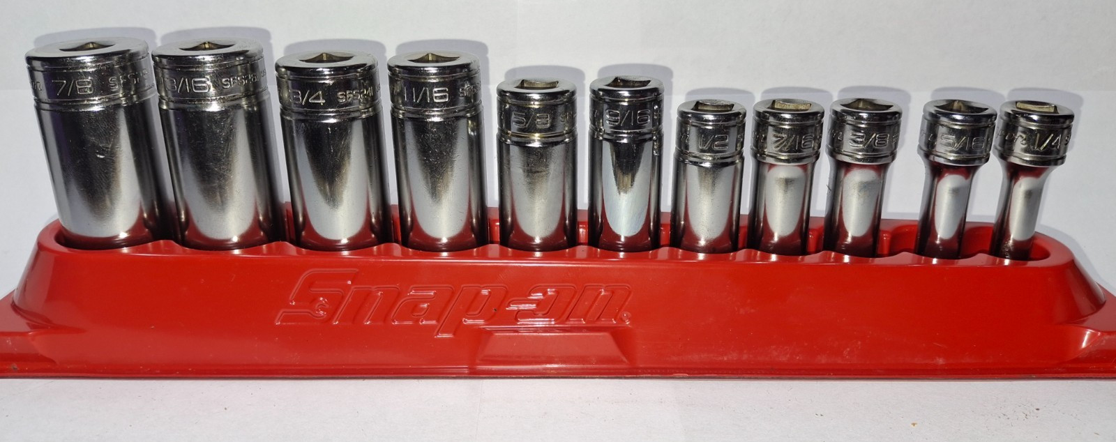 Snap-on Tools 211SFSY 11pc 3/8” DR. Deep Well 6pt Socket Set 1/4″-7/8″