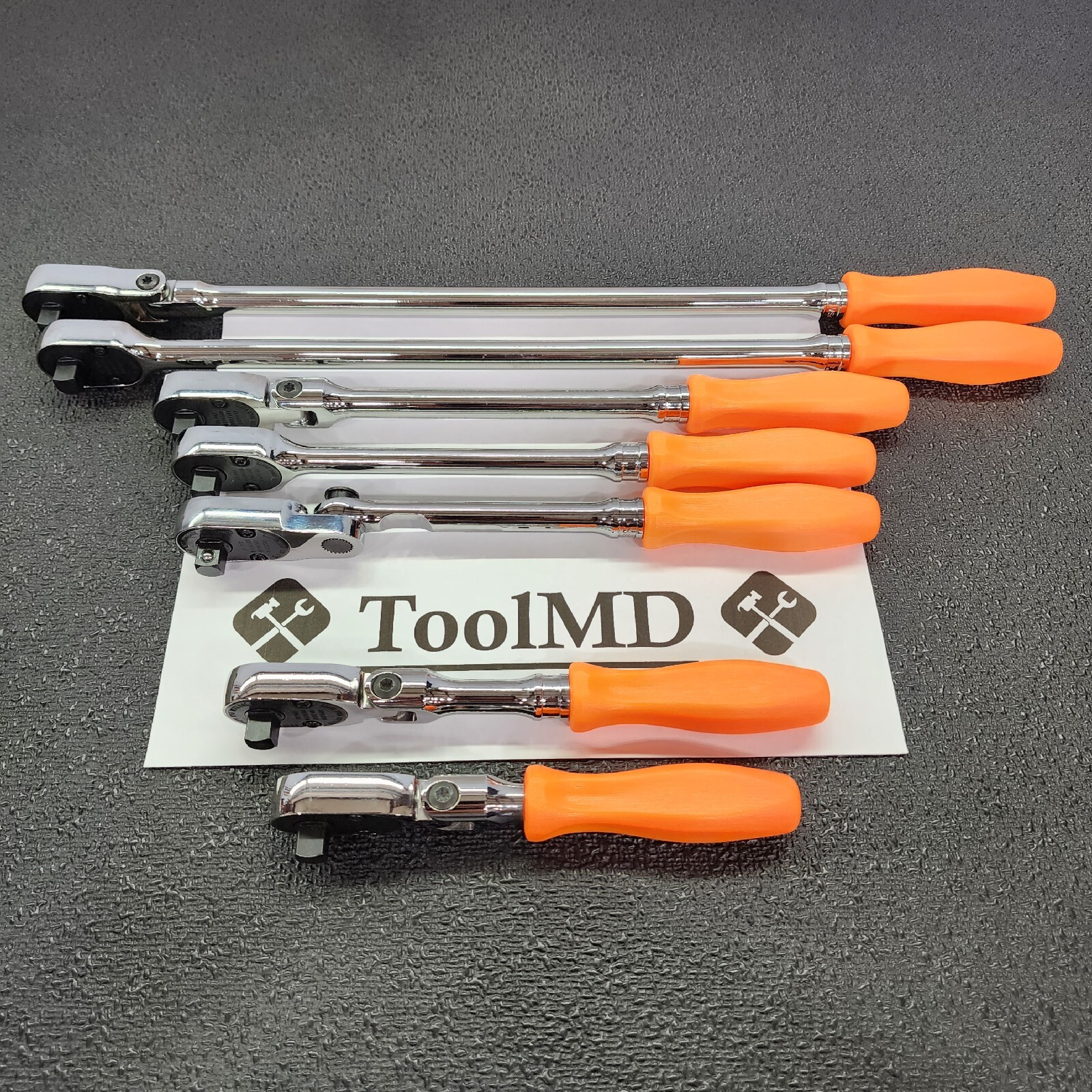 Snap-on Tools USA NEW 7pc ORANGE Hard Handle 3/8″ Drive Fixed Flex Ratchet Set