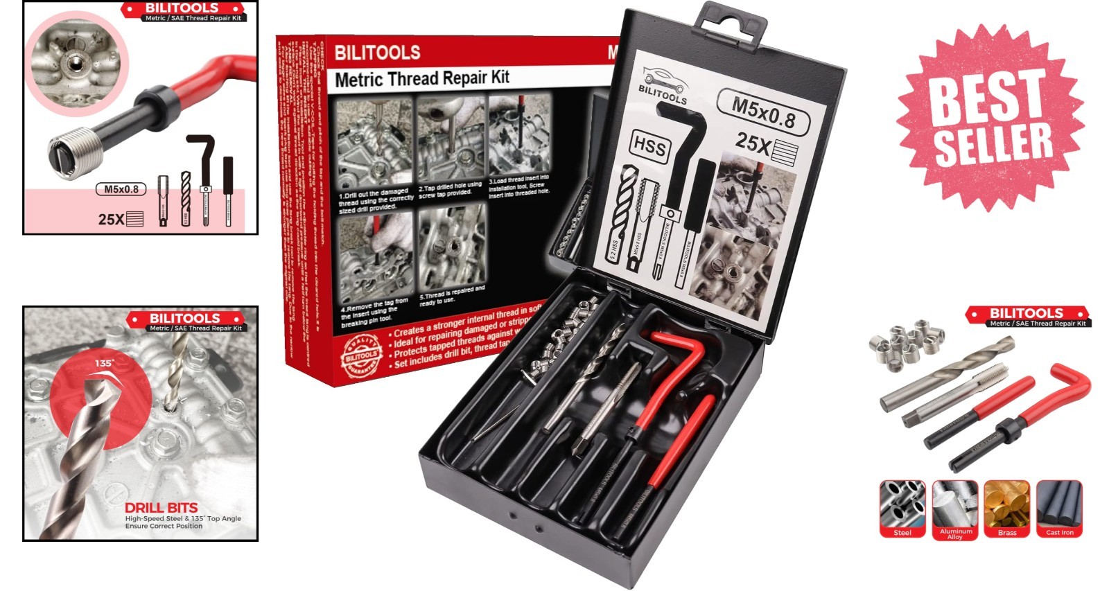 HSS M5x0.8 Thread Repair Kit: Efficient Tools for Automotive & Plumbing Uses