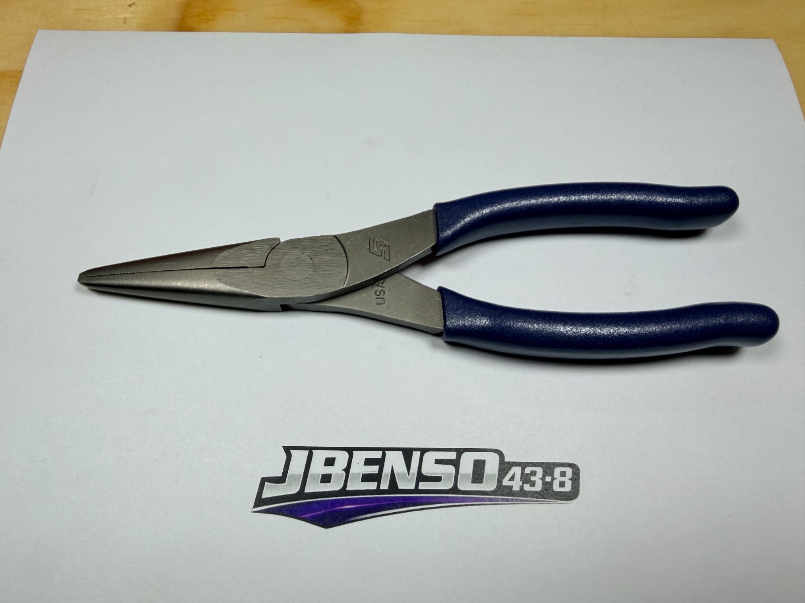 Snap-on Tools USA NEW POWER BLUE 8″ Soft Grip Needle Nose Pliers 96ACFMB