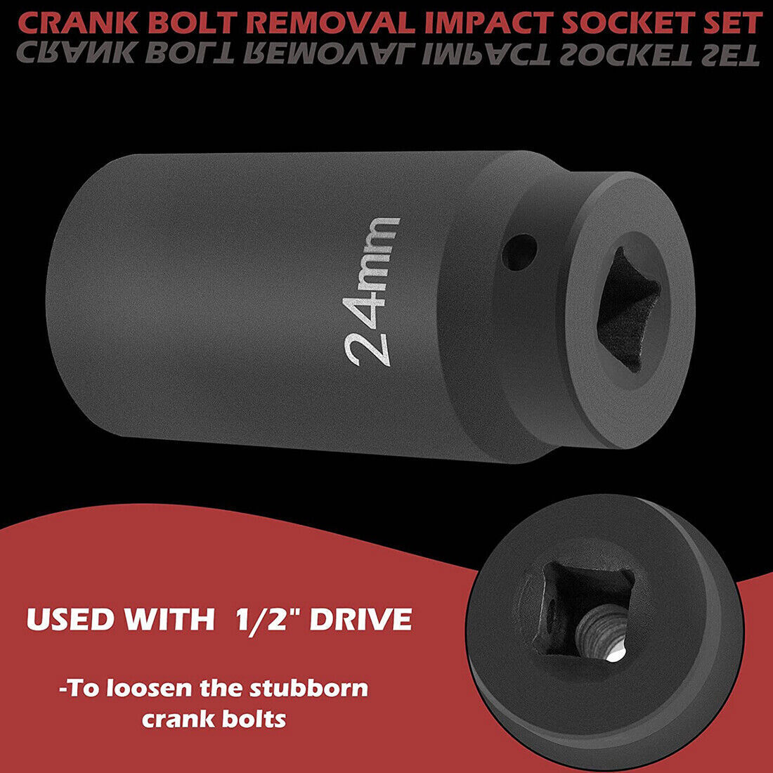 24mm Harmonic Balancer Socket for GM LS Engine Bolt Standard Impact Socket 77070
