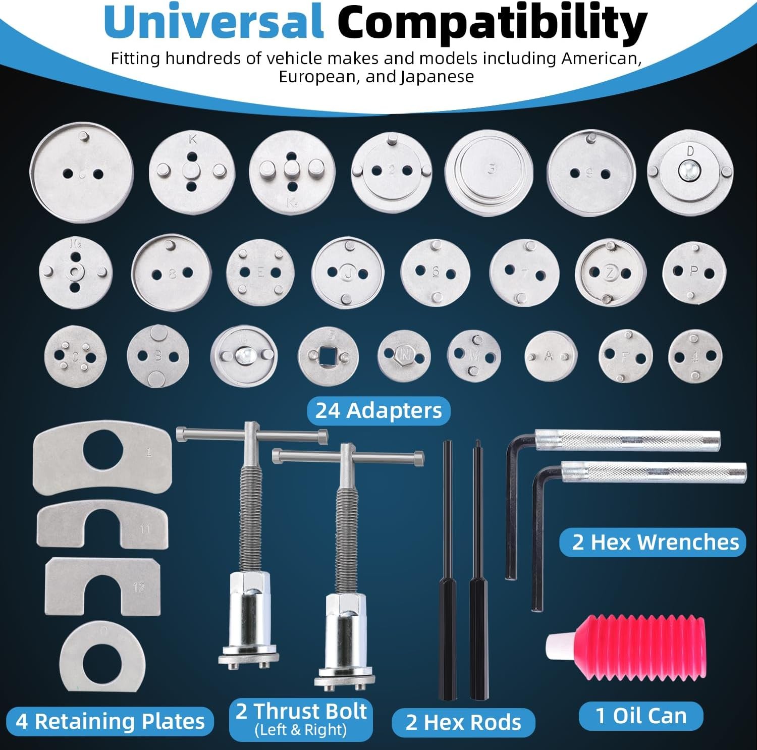 35pcs Disc Brake Caliper Tool Kit Brake Piston Caliper Compressor Rewind Tool