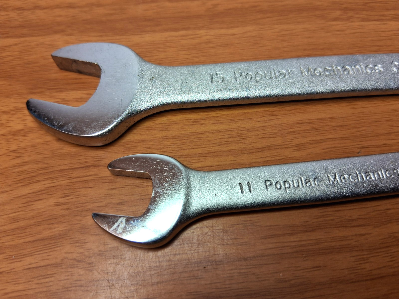 Popular Mechanics METRIC Open End CR-V Wrench Set 10mm, 11mm, 14mm, 15mm