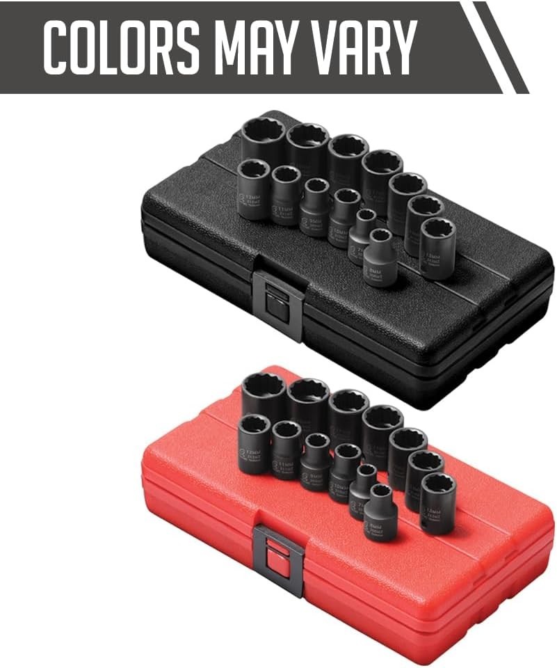13-Piece 3/8-Inch Drive Metric 12-Point Impact Socket Set for Automotive Use
