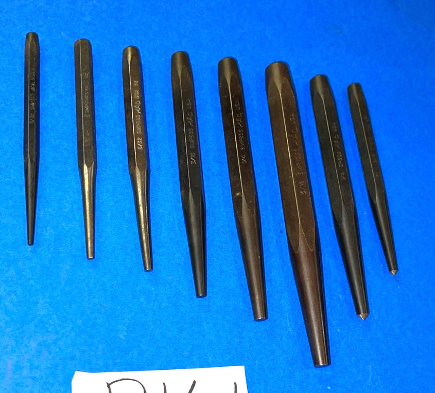 MAC TOOLS NEW 8 PIECE TOTAL 6 PIECE STARTER/MACHINE PUNCH SET + 2 CENTER PUNCHES