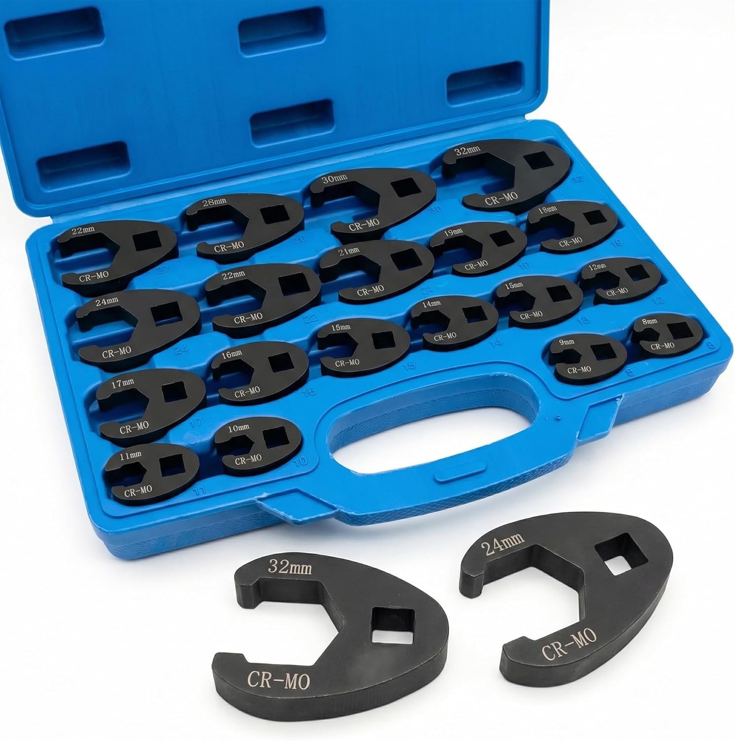 19PCS Crows foot Wrench Set 1/2″ and 3/8” Drive Flare Nut Crowfoot Wrench Set