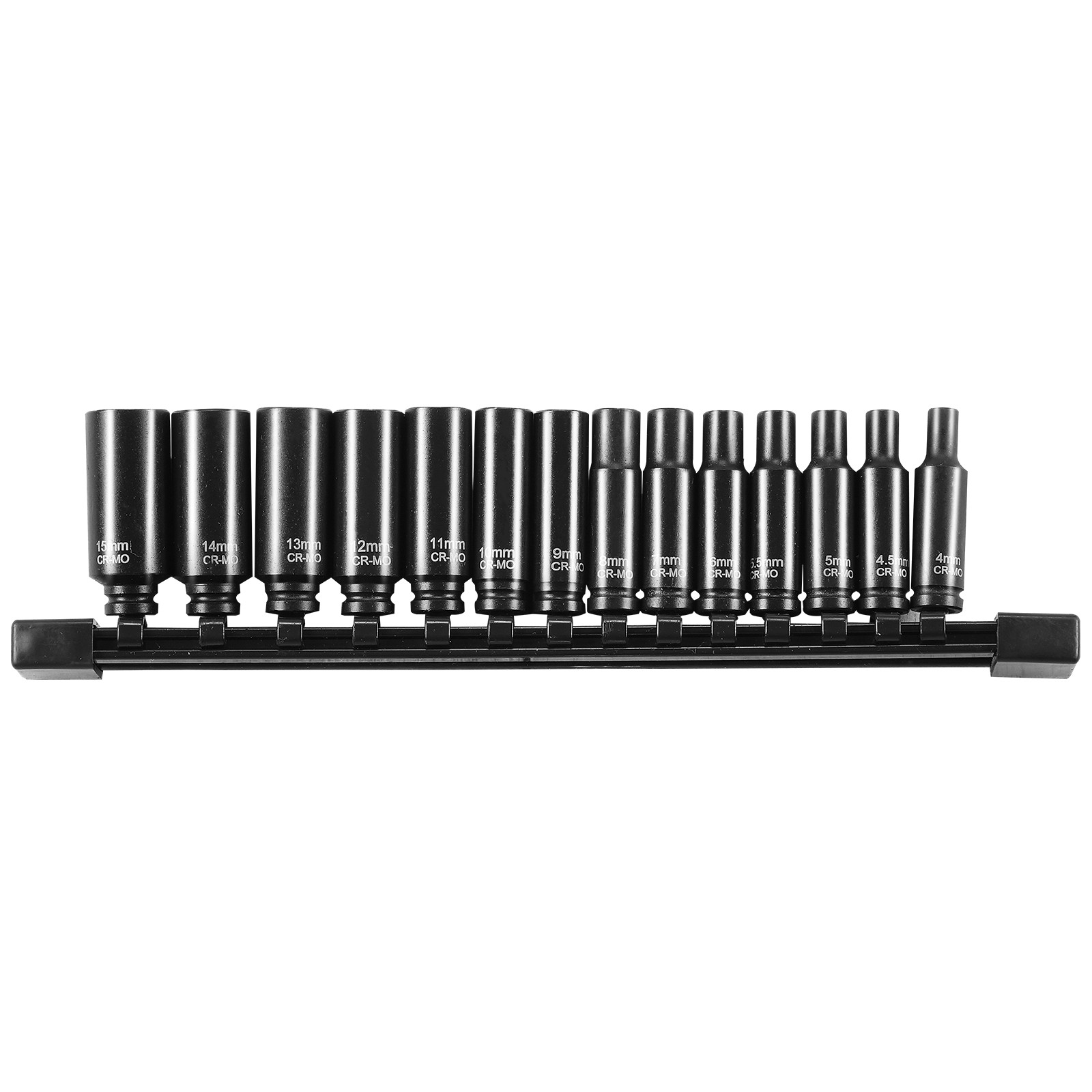 VEVOR Impact Sockets Set 14PCS 6-Point 1/4″ Deep Socket Set Metric 4-15mm Cr-Mo