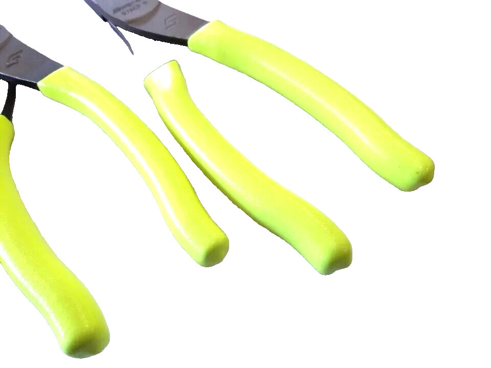 NEW Snap-on™ 3-pc Hi-Viz Yellow Soft Grip Needle Nose Pliers Lot Set 95ACF 96ACF