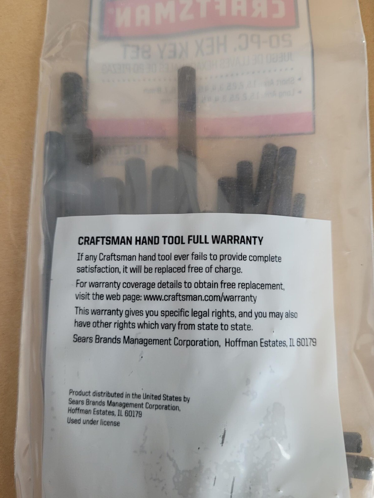 Craftsman 20 Piece Hex Key Set – Set of Metric or SAE or Both / FREE SHIPPING