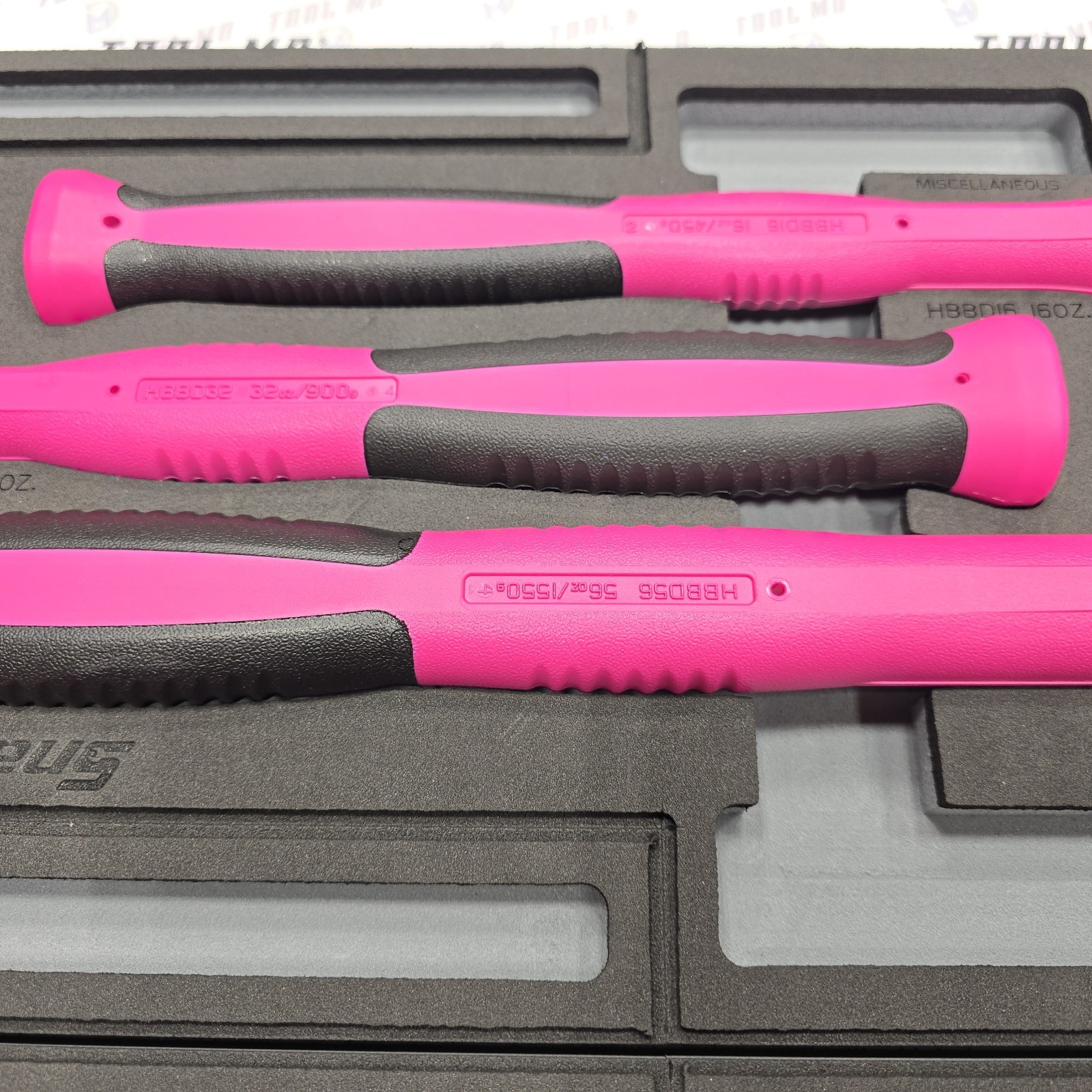 Snap-on Tools 6pc ELECTRIC PINK Dead Blow Hammer Set HBBD301FEP HBFE301FEP