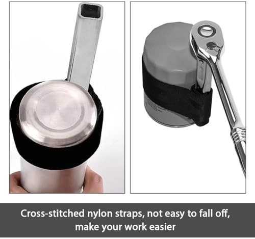 Nylon Strap Oil Filter Wrench, 1/2″ Drive Belt Type Wrench Silver & Black