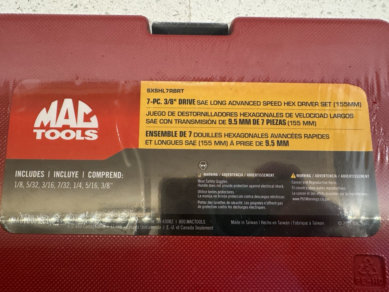 MAC Tools RBRT SAE Long Advanced Speed Ball Hex Driver Set SXSHL7RBRT NEW SEALED