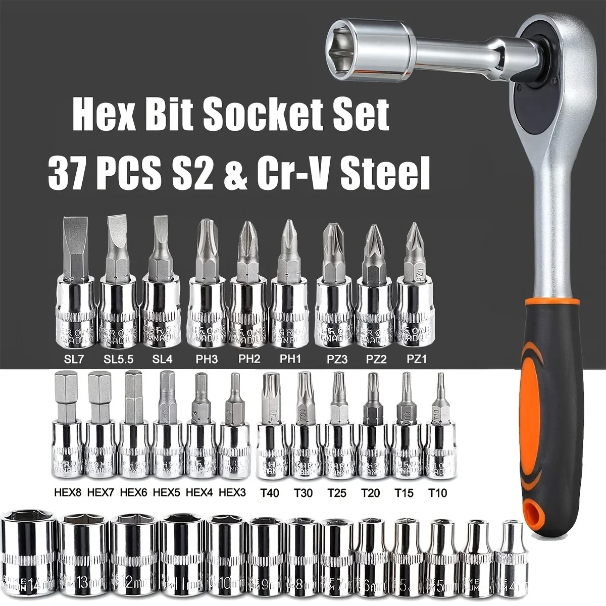 46Pcs 1/4″ Drive Mechanic Tool Kit Auto Repair Socket Set