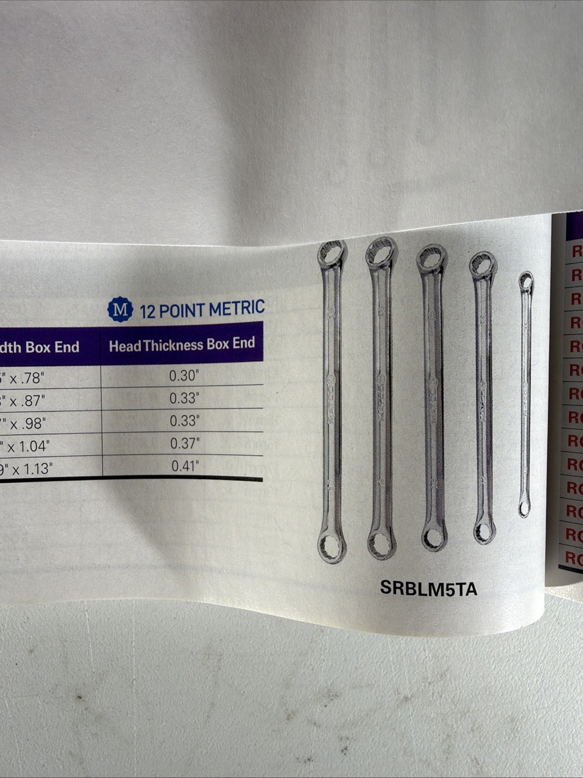 Matco Tools SRBLM5TA 5 Piece Metric Wrench Set 10mm-19mm