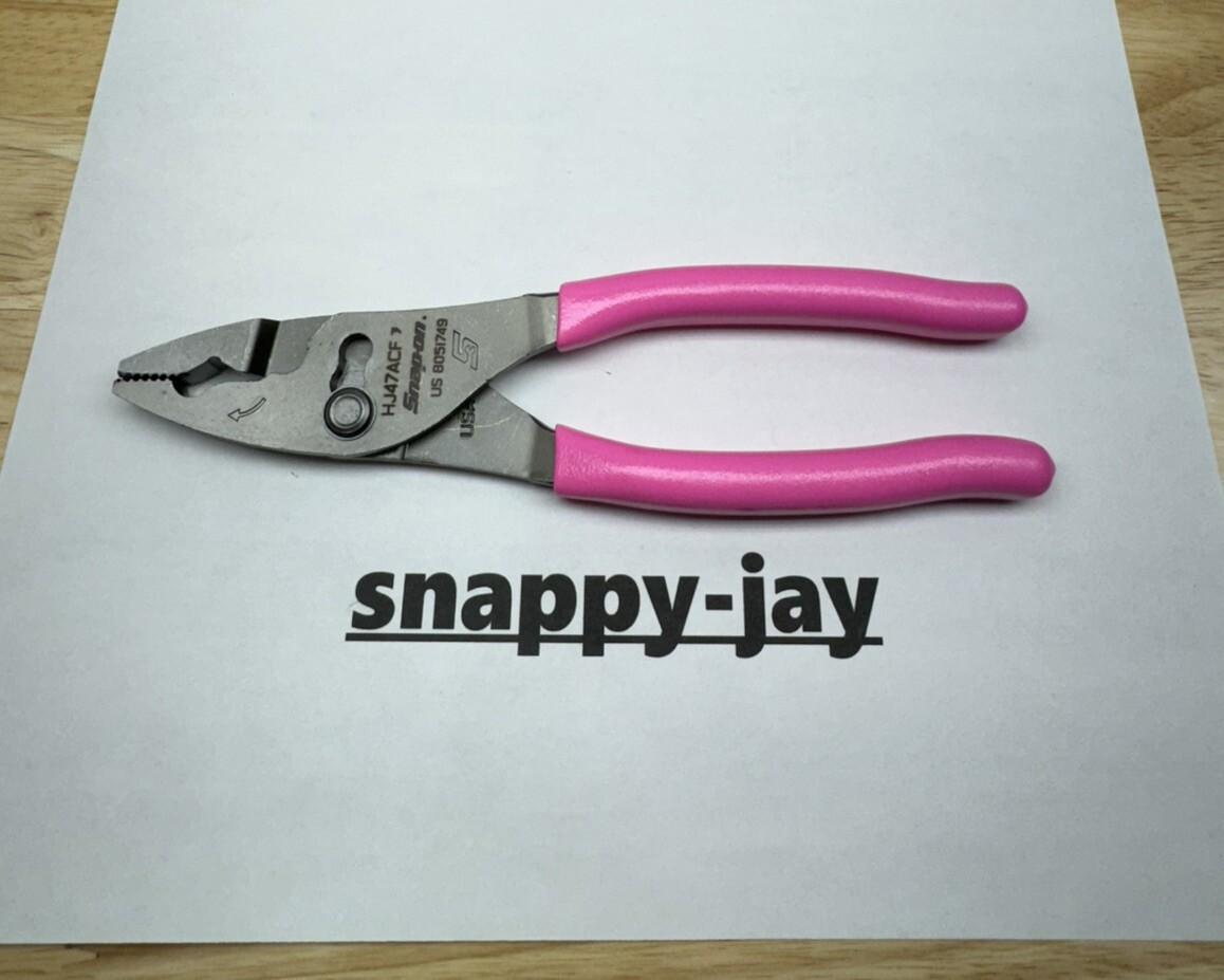 Snap-on Tools USA NEW STYLE PINK 8″ Soft Grip Flank Jaw Pliers HJ47ACFP