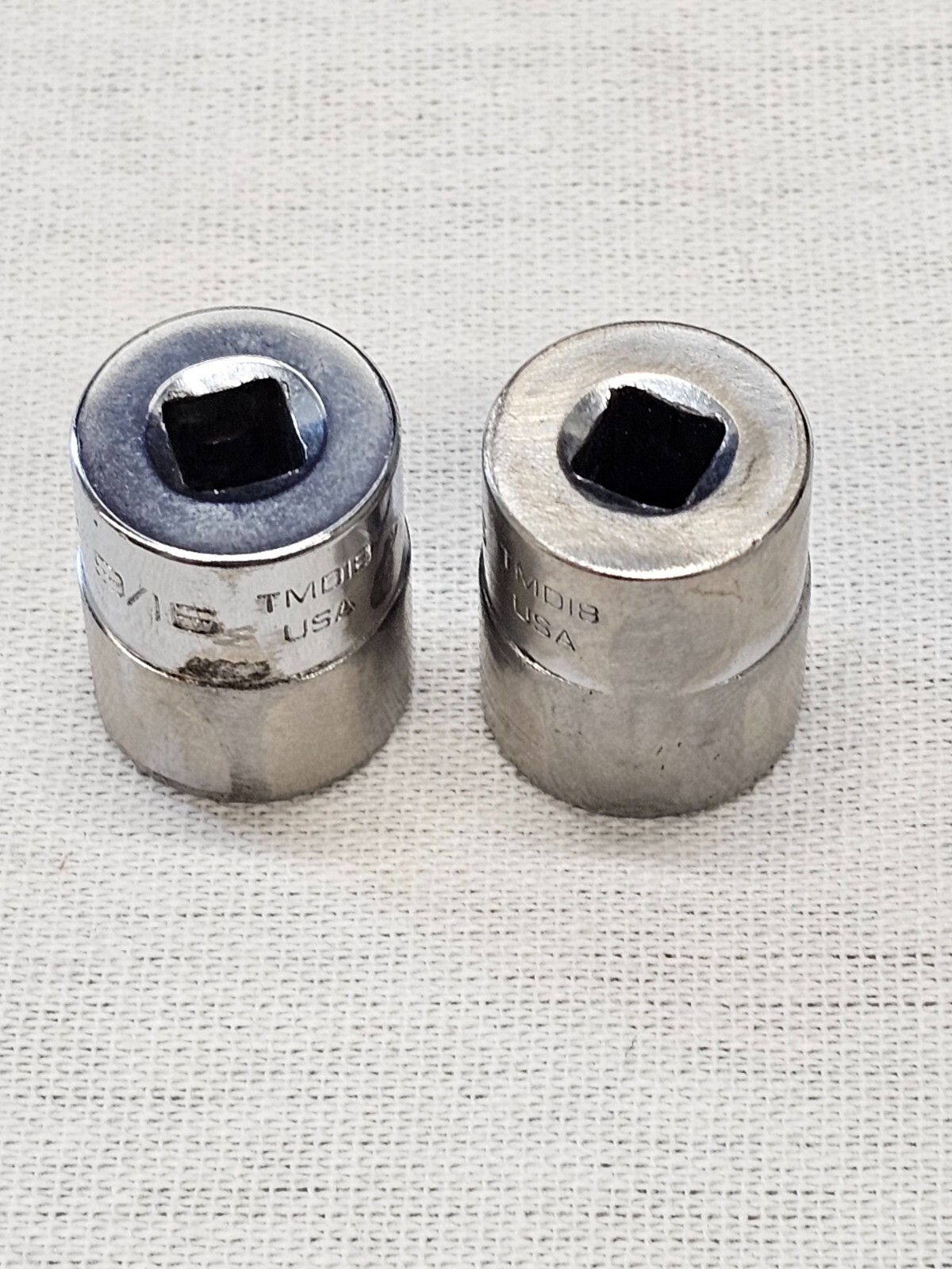2 Snap-on Shallow Standard Sae 12 Point Socket 1/4″ Drive TMD18 9/16″ USA