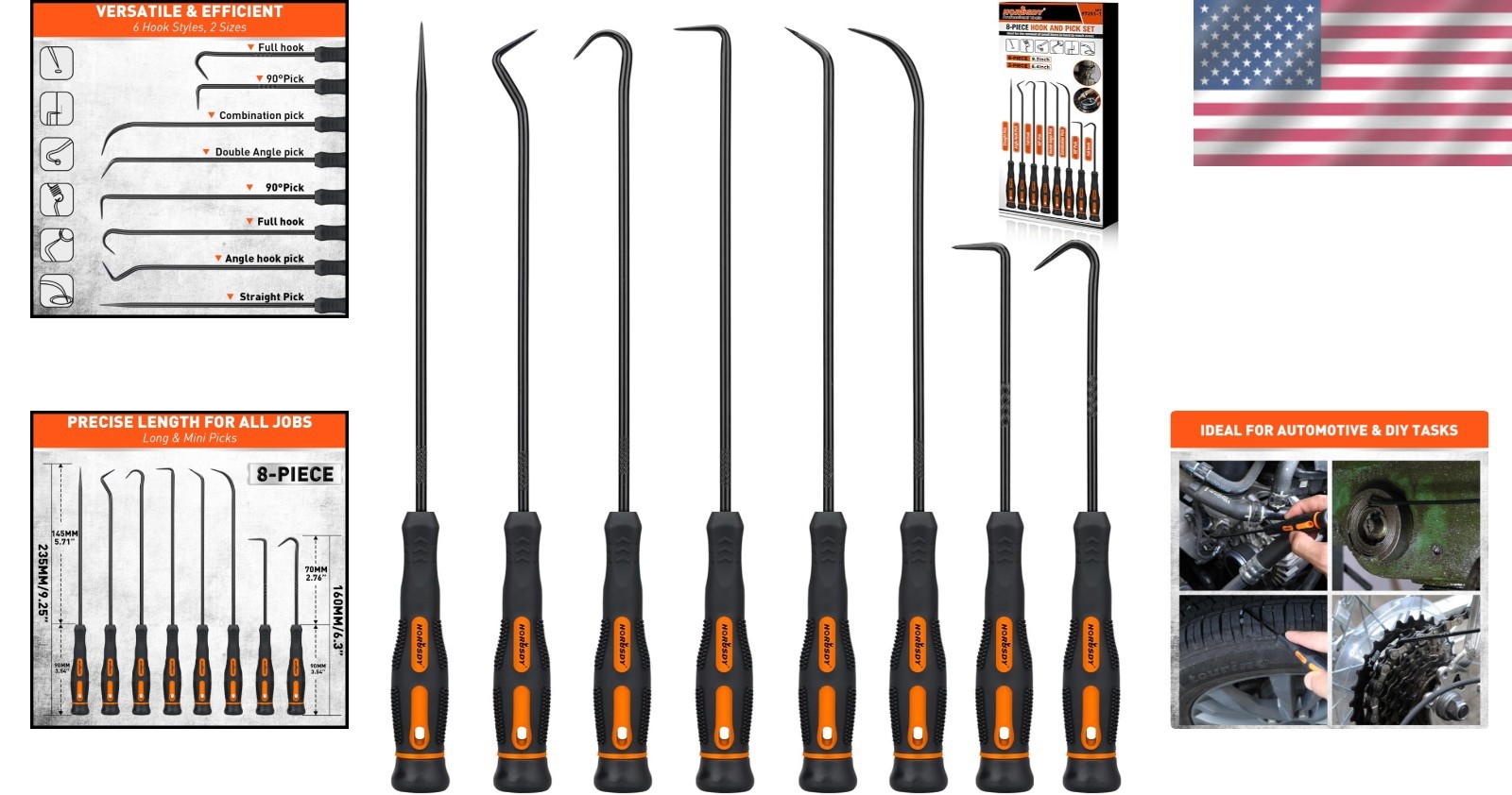 Professional 8-Piece Hook and Pick Set – Rust-Resistant Solutions for Car Repair