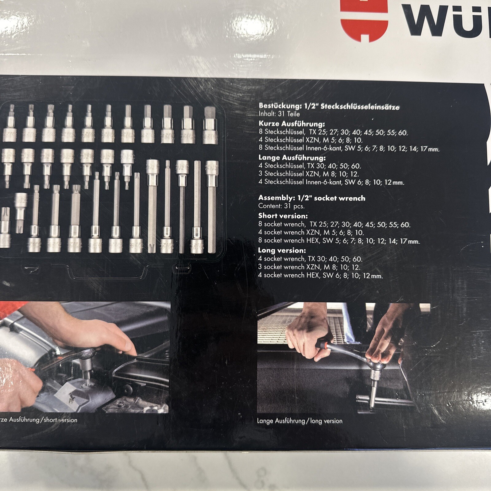 Wurth ZEBRA 1/2 Inch Torx, Multi-Point (12-Pt), & Allen Socket Set 31 Pc W/ Case