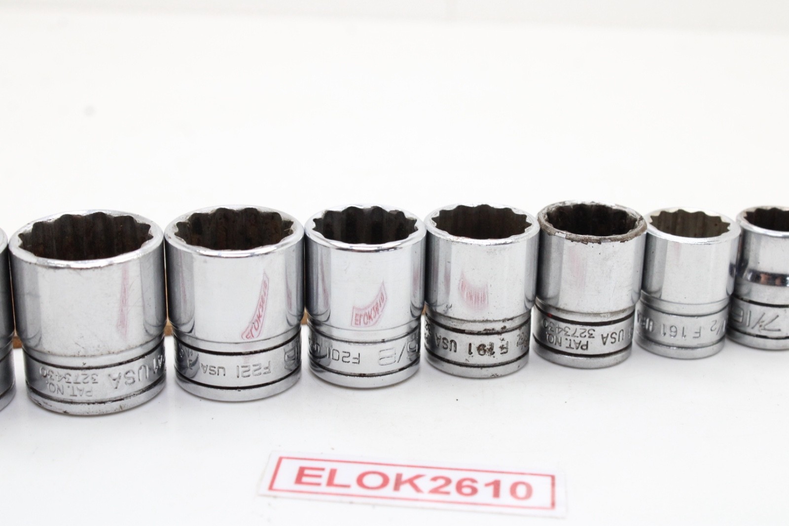 Snap-on F081 – F281 1/4-7/8″ 3/8″ Drive 12 Point 12 Piece SAE Chrome Set USA