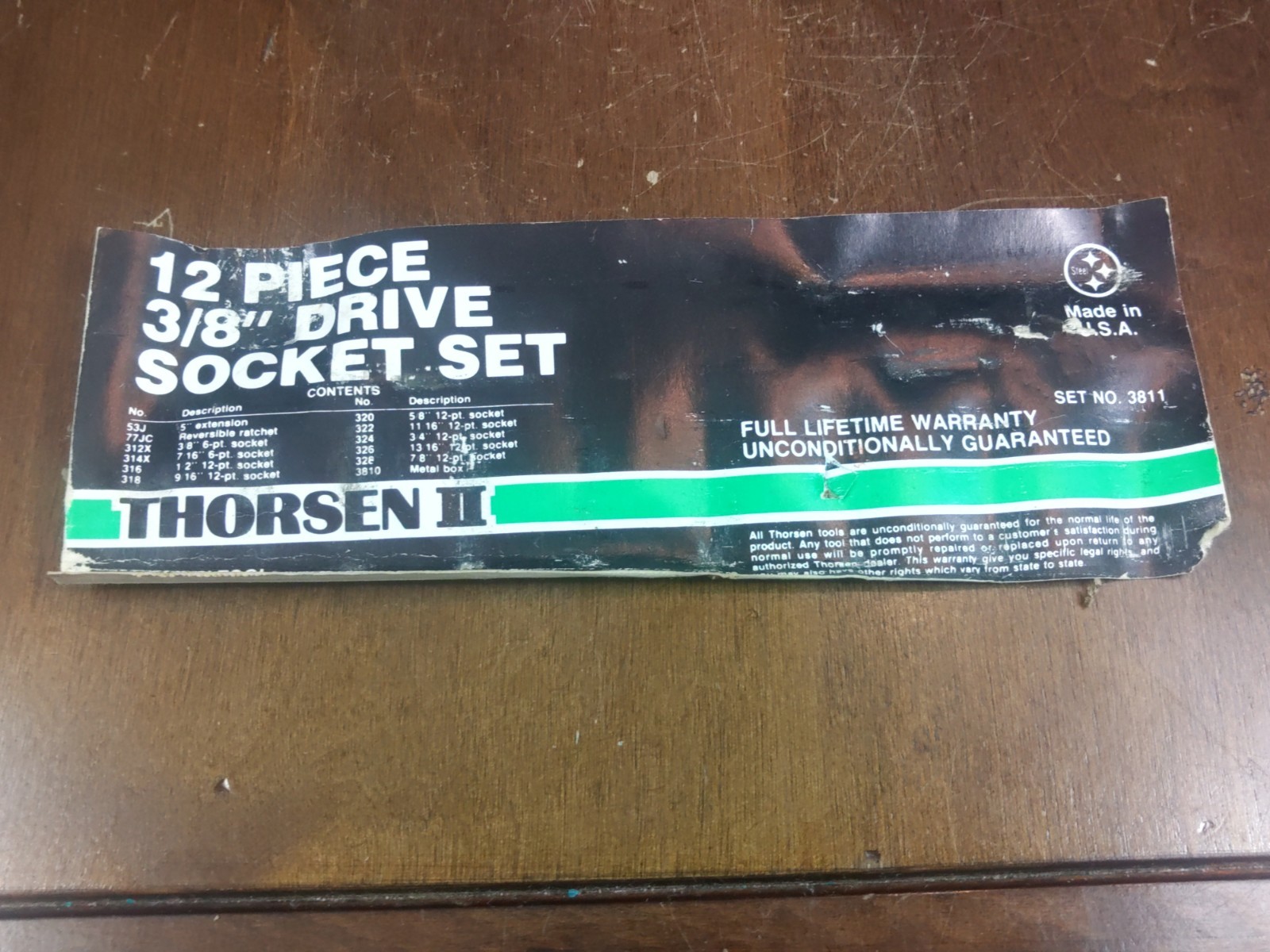 Vintage Thorsen ll 3/8″ Drive SAE Socket Set Metal Case Model Ratchet 3811