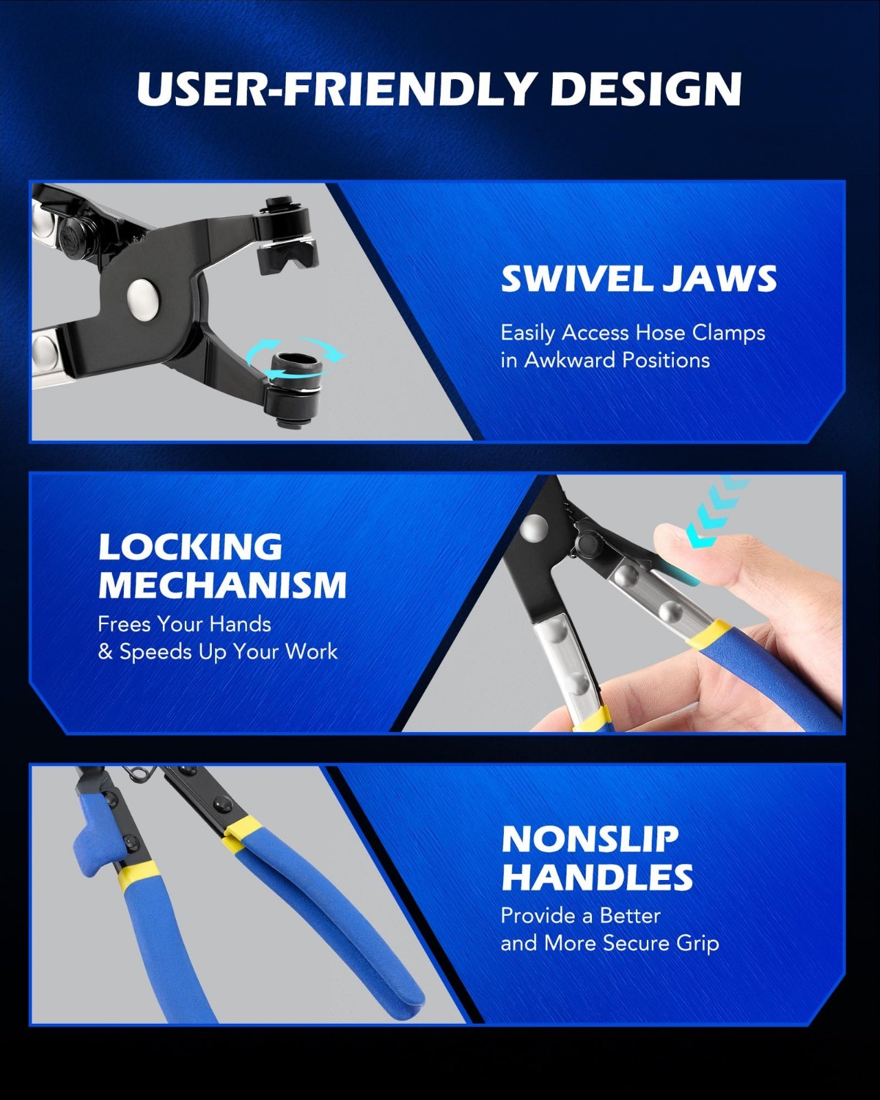 9pcs Hose Clamp Pliers Set for Fuel, Oil & Water Hoses – Long Reach Remover Kit