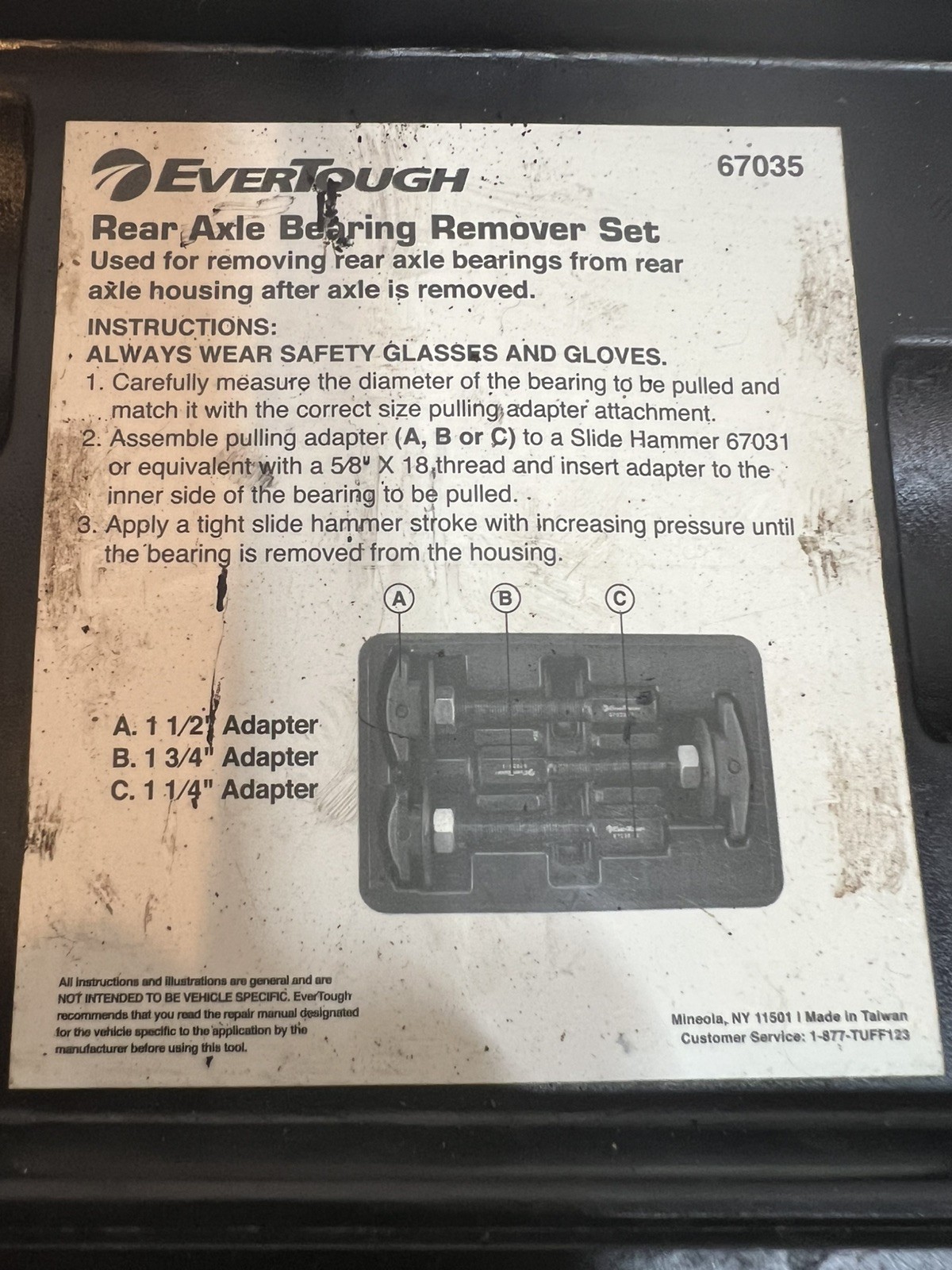 EVERTOUGH 67035 Rear Axle Bearing Remover Set, with plastic case