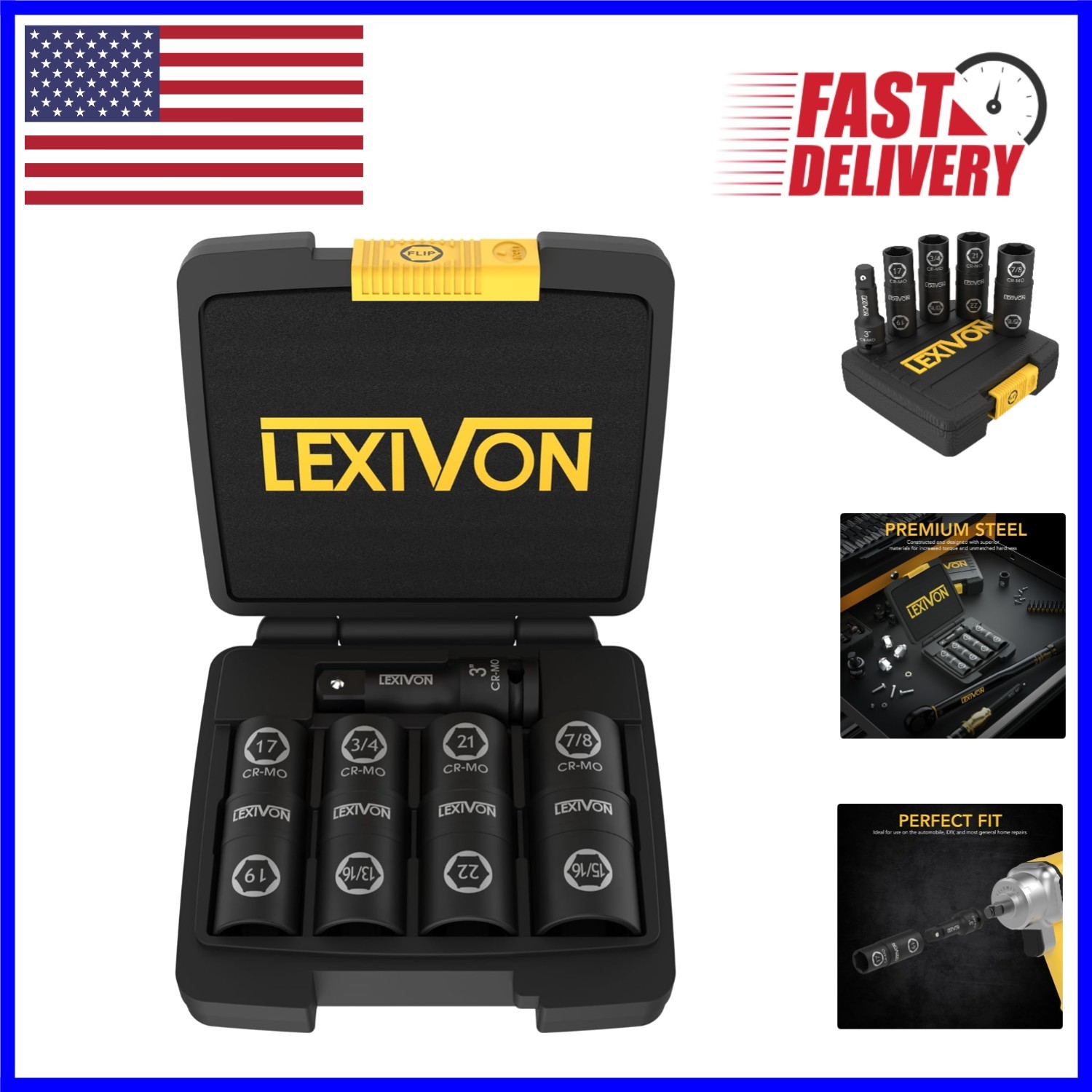 Durable 1/2-Inch Drive Impact Socket Set | Flip Design for Maximum Efficiency