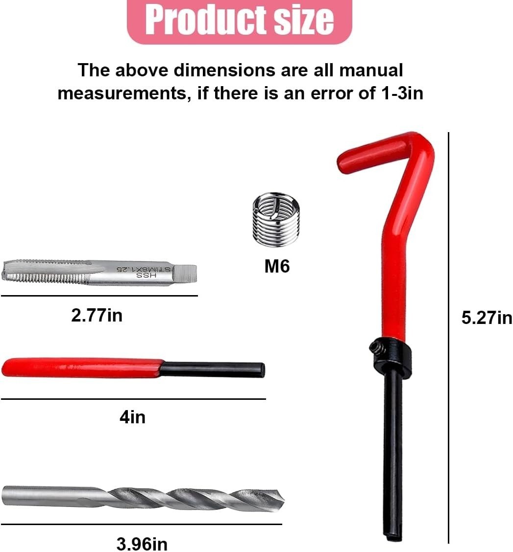 30PCS M6 x 1.0mm Thread Repair Insert Kit, Metric Helicoil Kit Compatible Hand T