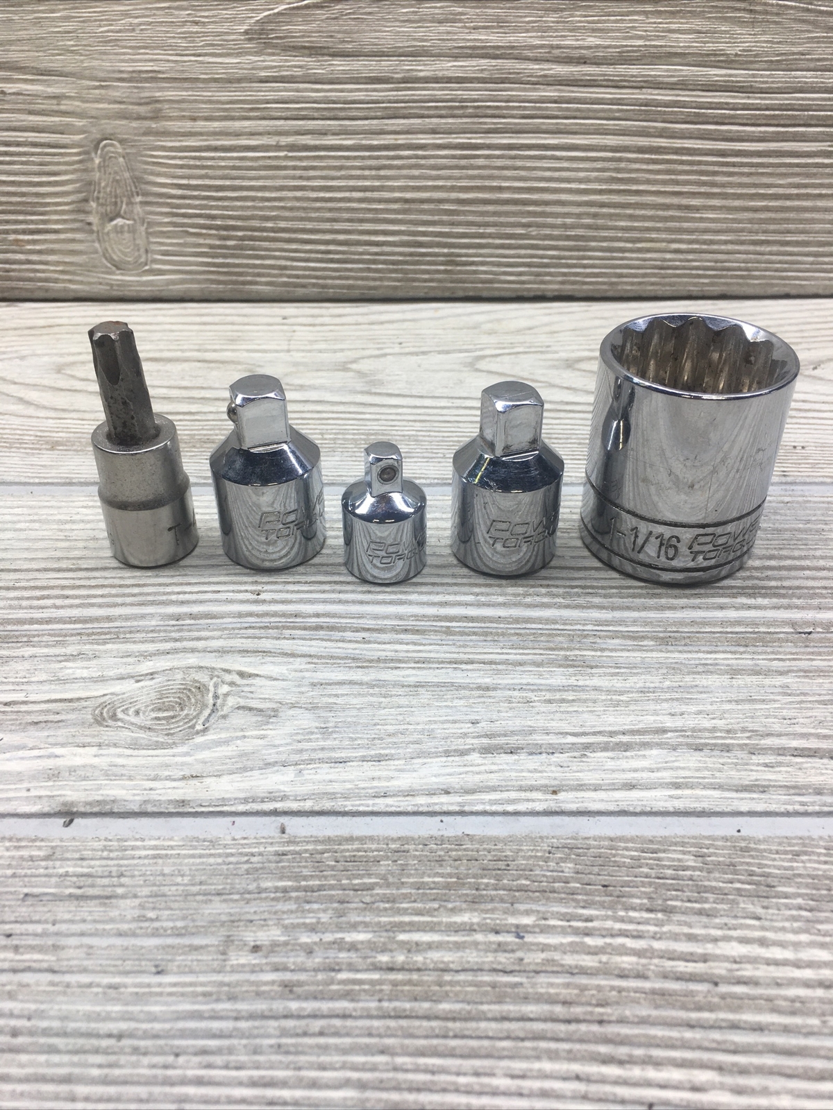Power Torque 1 1/16” Socket 1/2 Female To 3/8 Reducer 3/8 To 1/4 Male Lot Of 5