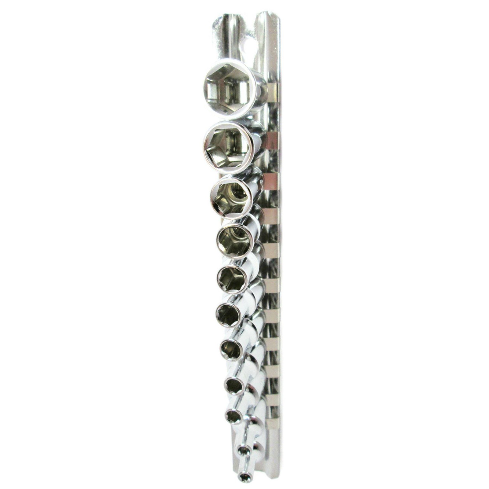 11pc 1/4″ Drive Female Socket Set CR-V Ba0-Ba10 with Rail For Cars & Bikes
