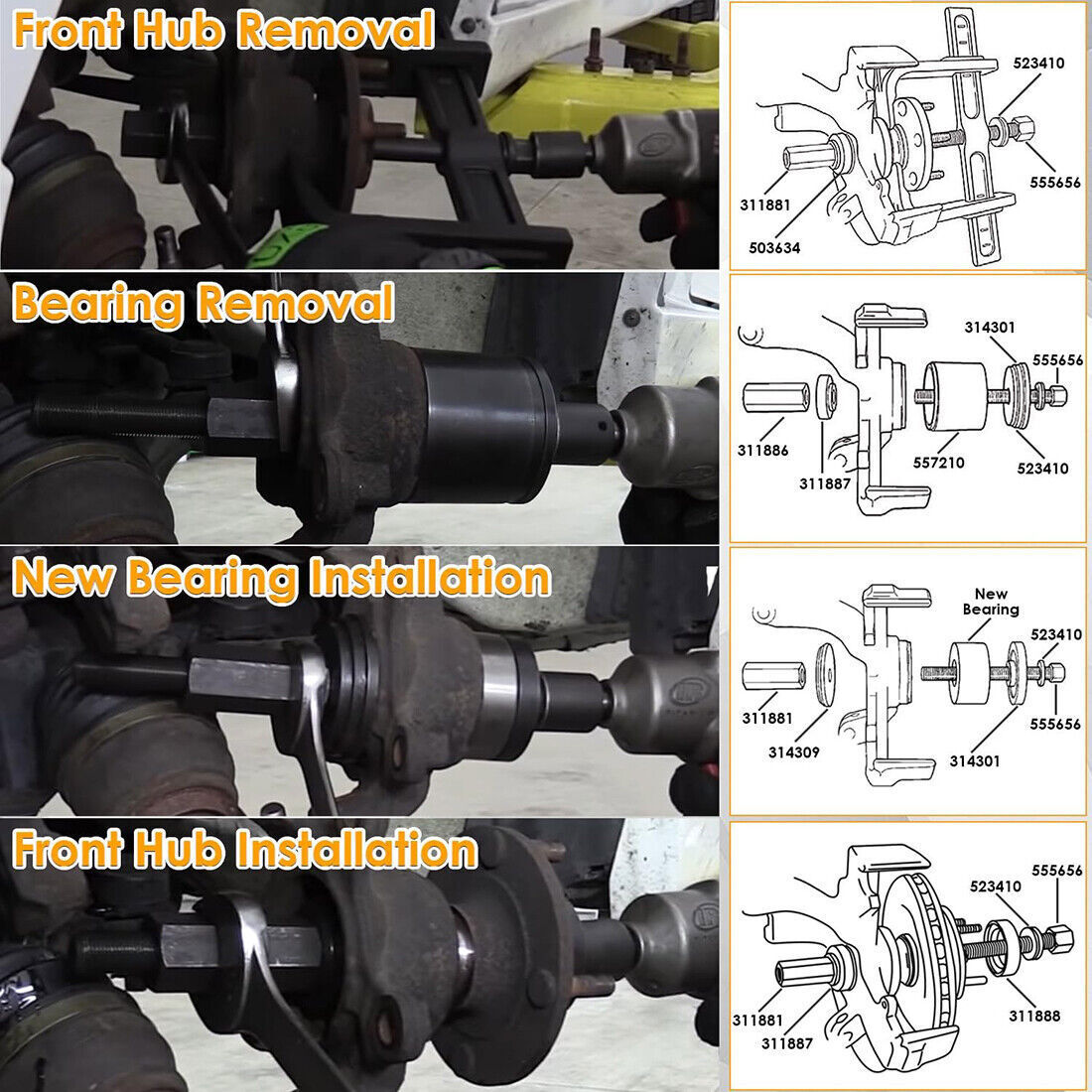 6575 Universal Hub Grappler Kit Fit Vehicle Wheel Hub & Bearing Remove & Install