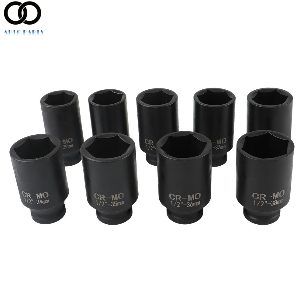 9PCS 1/2» Drive Deep Impact Socket Set Metric Axle Hub Nut Sockets 29-38mm Set