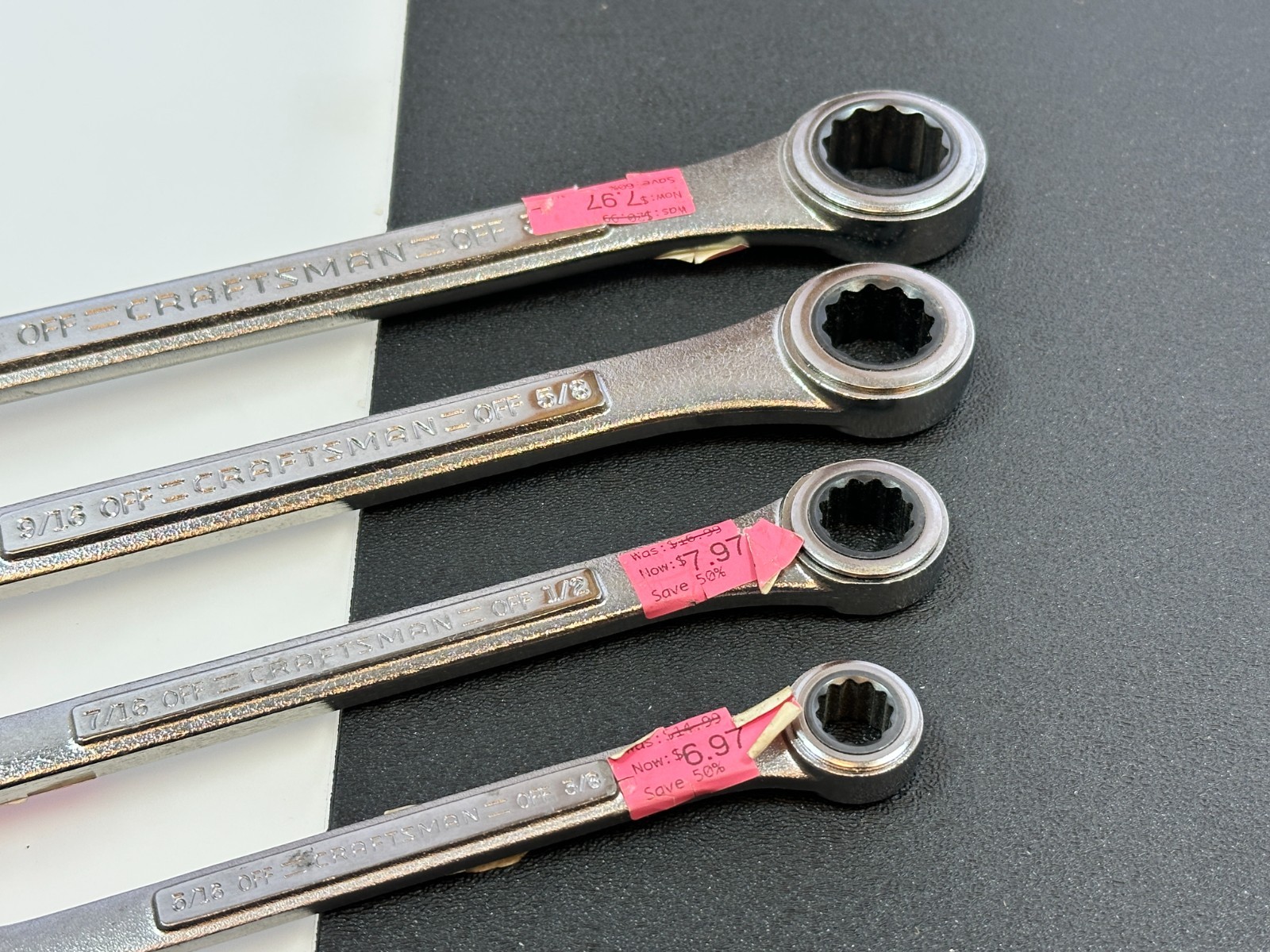 NOS Craftsman USA 42446 SAE 5/16″-3/4″ Ratcheting Double Box Wrench Set (Rare)