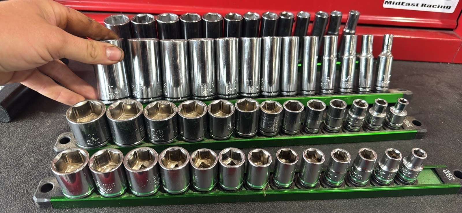 Sk New Style Chrome 3/8 Complete Set Metric And Standard Stubby And Deep Well