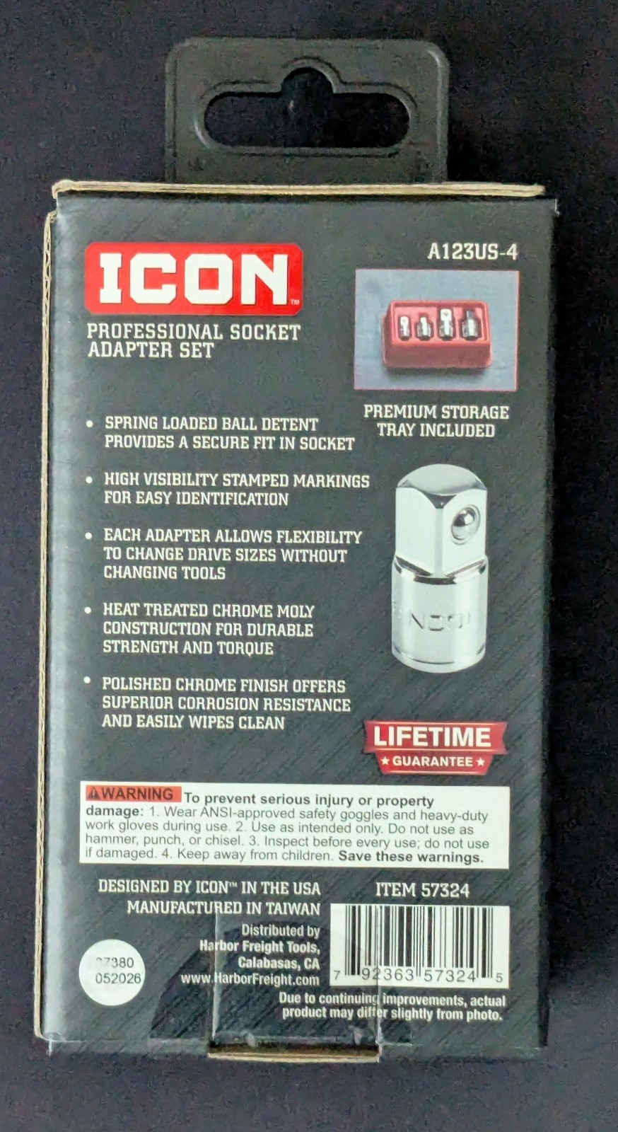 Icon Professional Socket Adapter Set 4 Pc Chrome Moly Steel A123US-4 57324 NEW