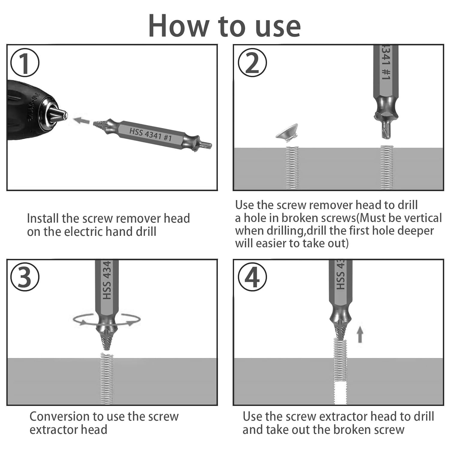 Versatile High-Speed Steel Screw Extractor Set – Professional 5-Pieces for DIY