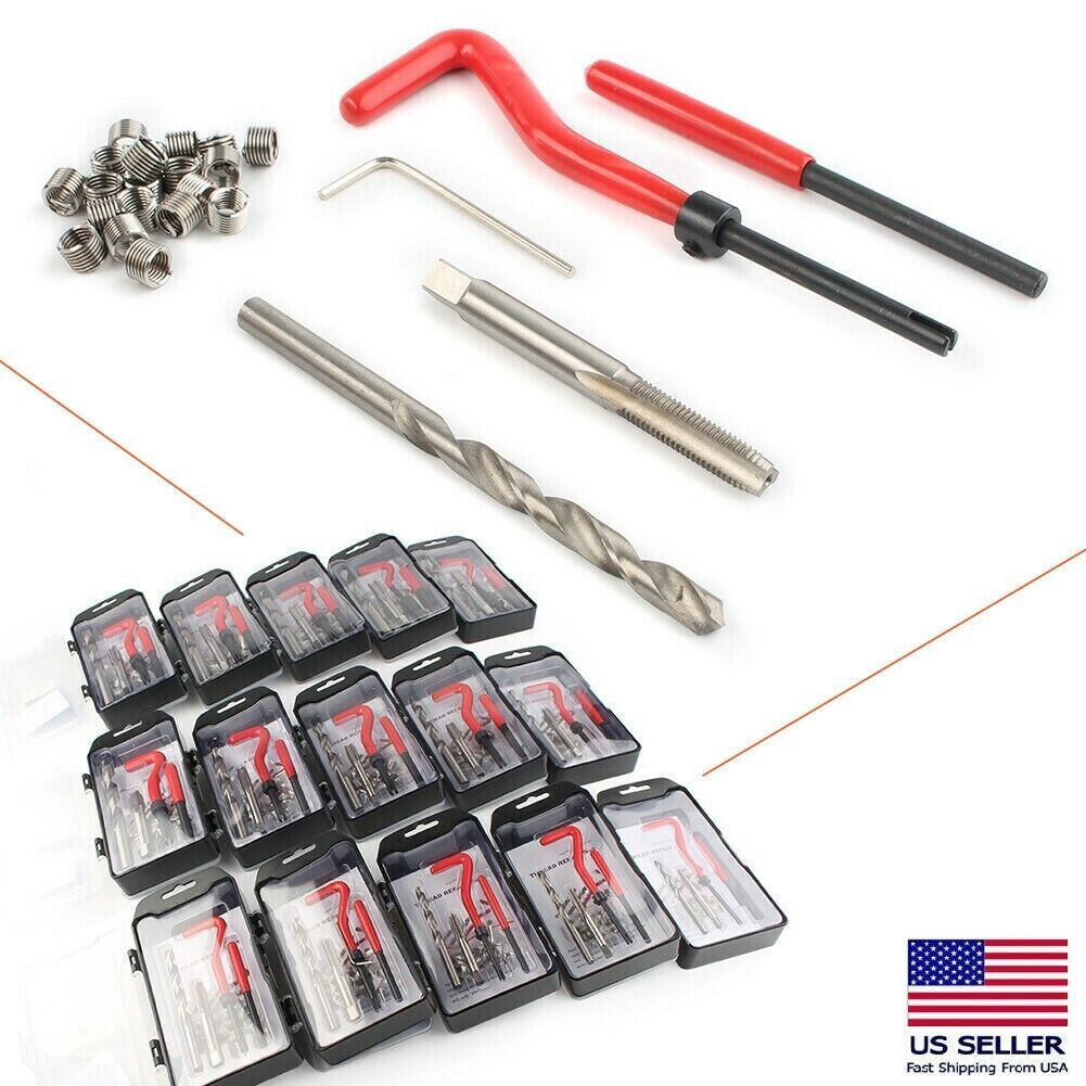 M10 x 1.25 Metric Thread Repair Install Tool Insert Kit M10 Helicoil Coil 15PCS