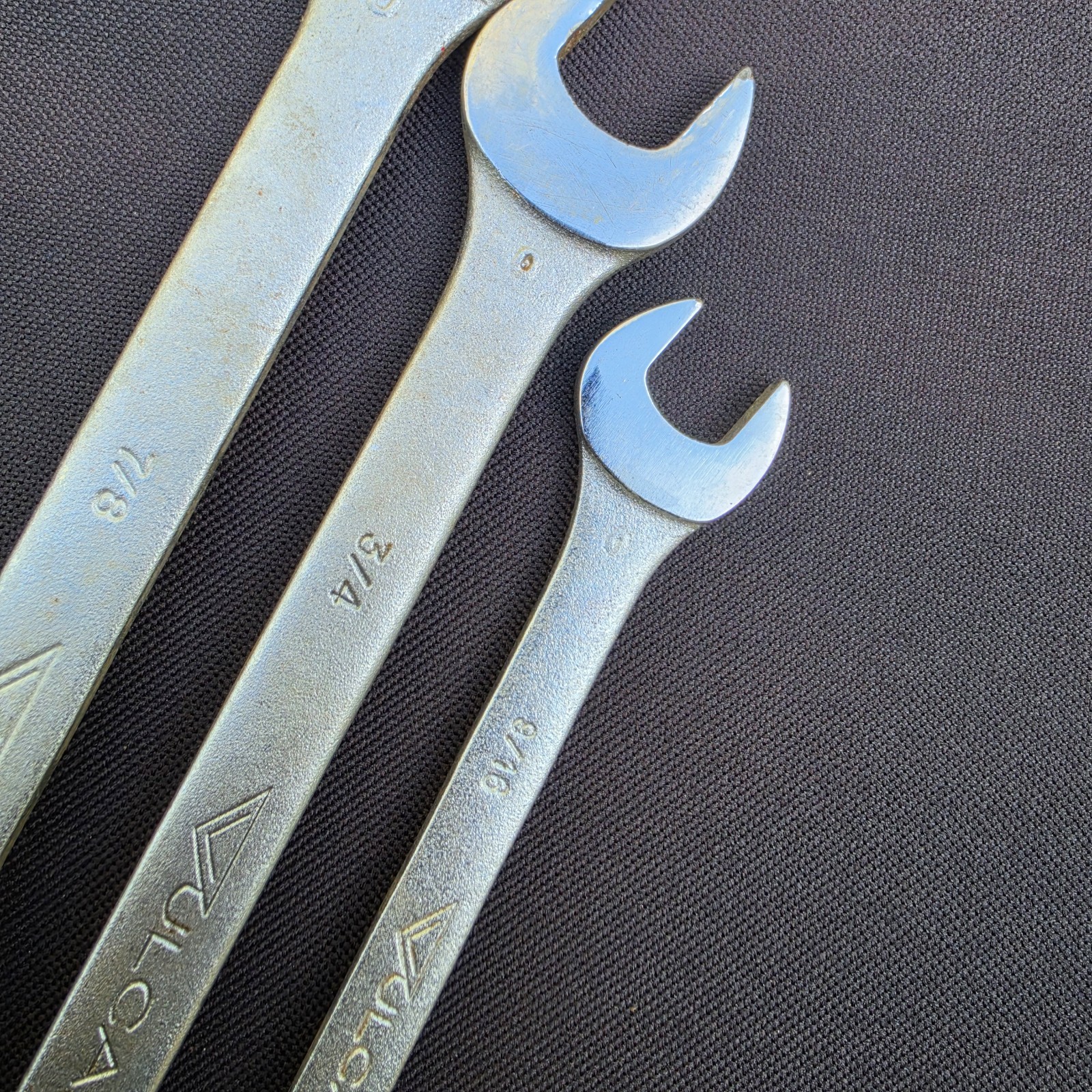 3 Vintage VULCAN Wrenches-12 Pt 1167 – 7/8 & 1163 9/16. 6 Pt XOE-624 – 3/4″.