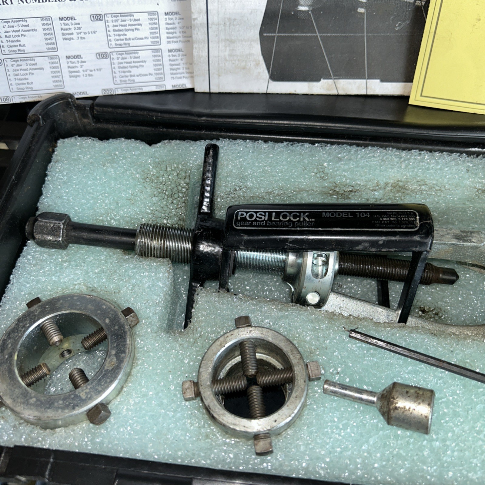 Posi Lock 104 Gear & Bearing Puller with Adapters Set USA MADE!! Carrying Case