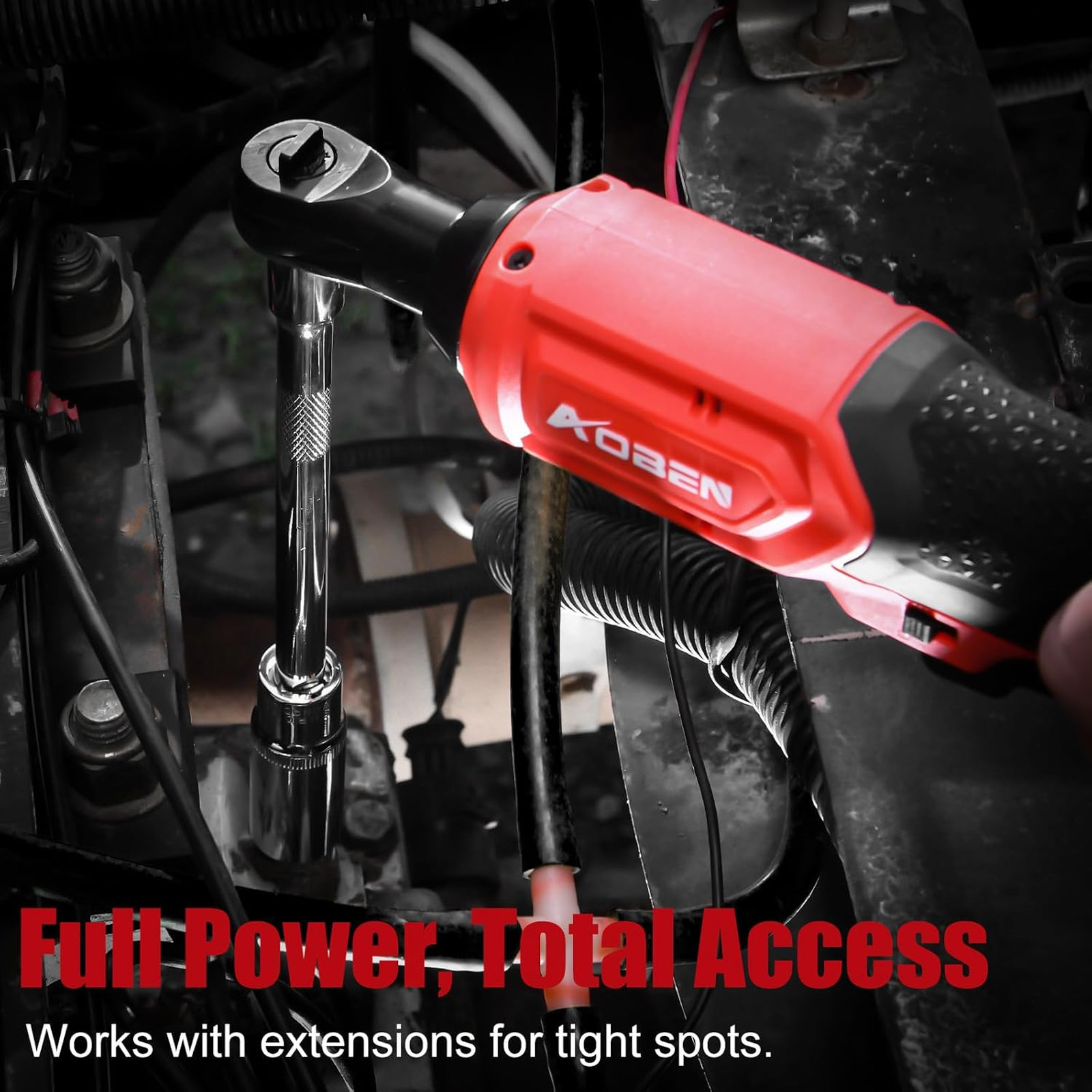 20V 3/8″ Cordless Ratchet Wrench Kit, 60 Ft-lbs Brushless Electric Power Ratchet