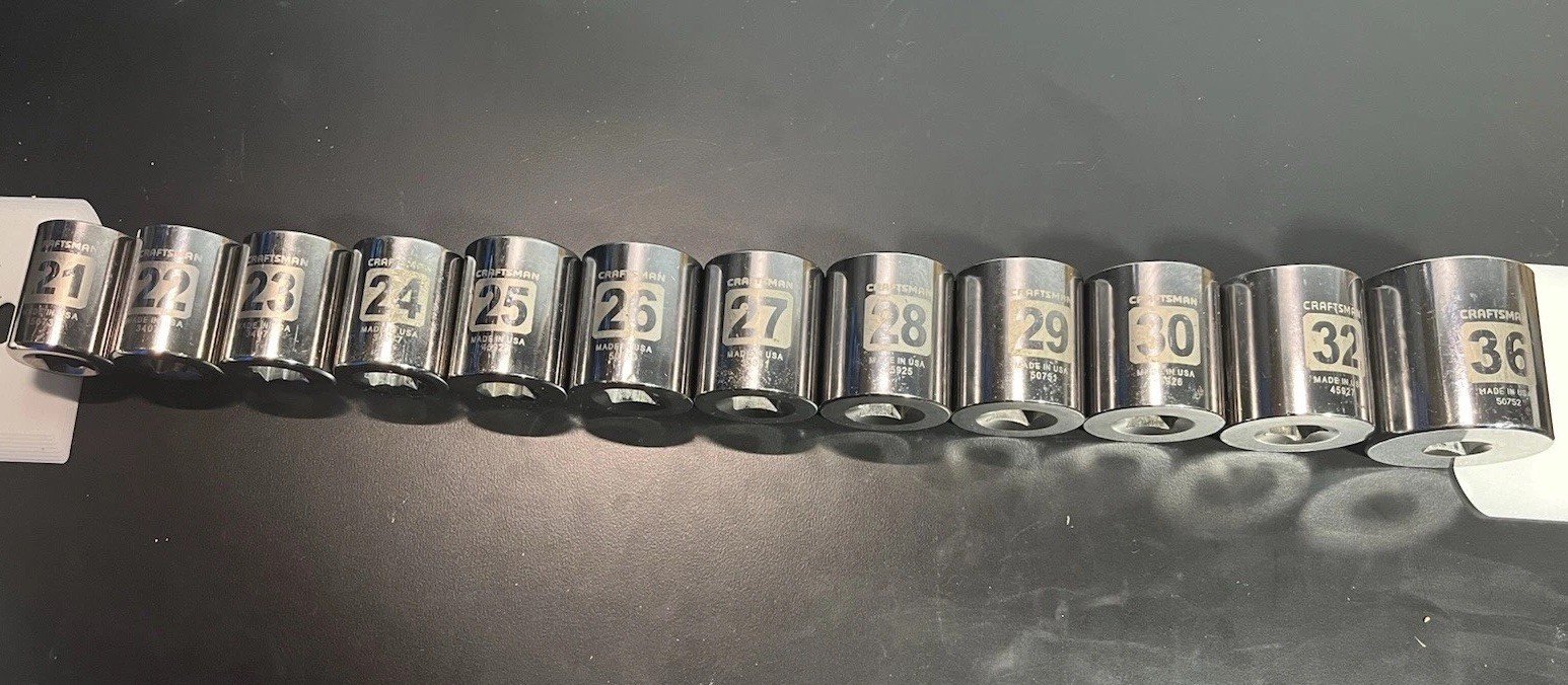 Craftsman USA EZ Read 1/2” Metric Sockets 21mm-36mm 12 Piece Set – Lightly Used