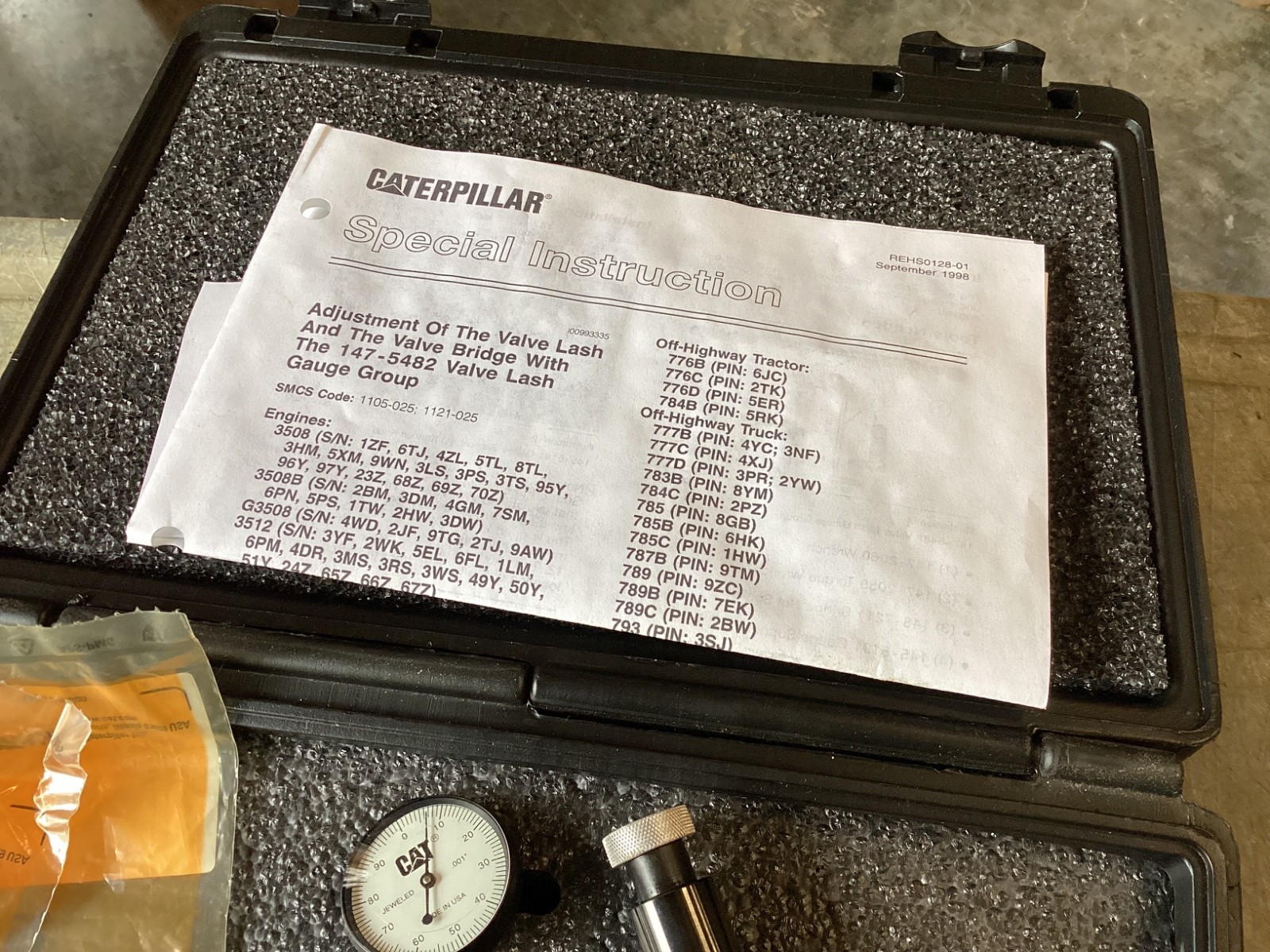 CAT 147-5842 VALVE LASH GAUGE GROUP, Caterpillar