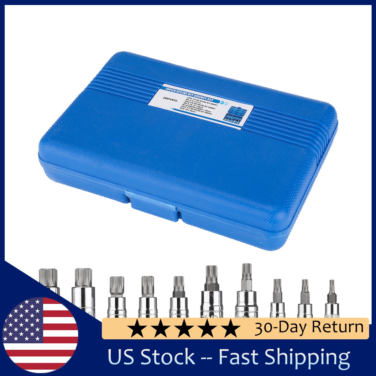 Alloy steel bits 1/2″ 1/4″ 3/8″ Drive Triple Square Socket Spline Bit Set