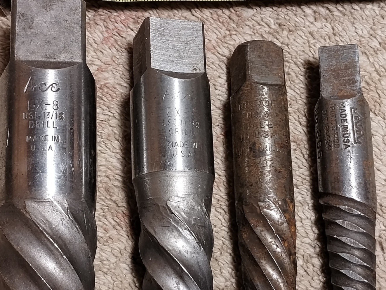 4 Old Bolt Extractors Ace EX-8 EX-7 Threadit No 6 GTD No 306 USA Pipe Extractor