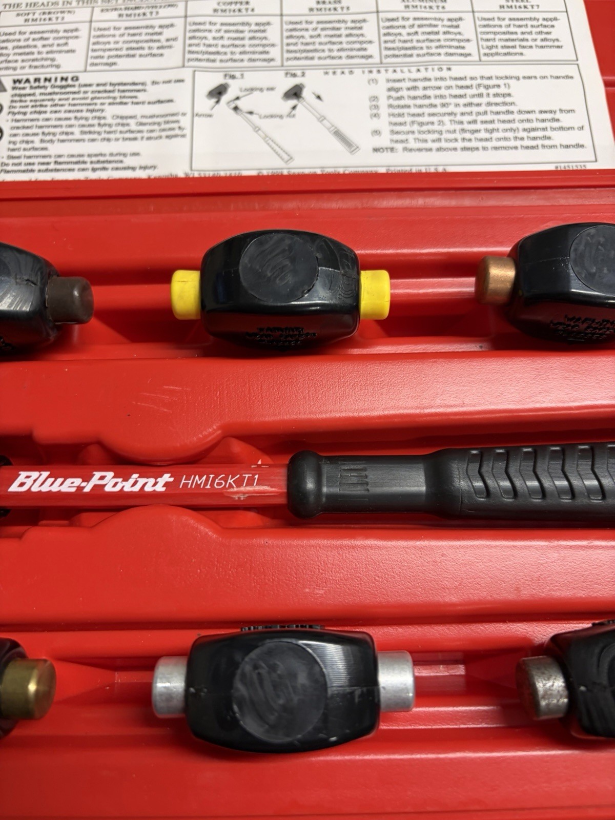 Blue Point HM16KT 7 Piece Micro Strike Changeable Head Mallet Set