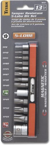 Titan Tools 13 pc. Tamper Resistant 5-Lobe Star Bit Socket Set (16137)