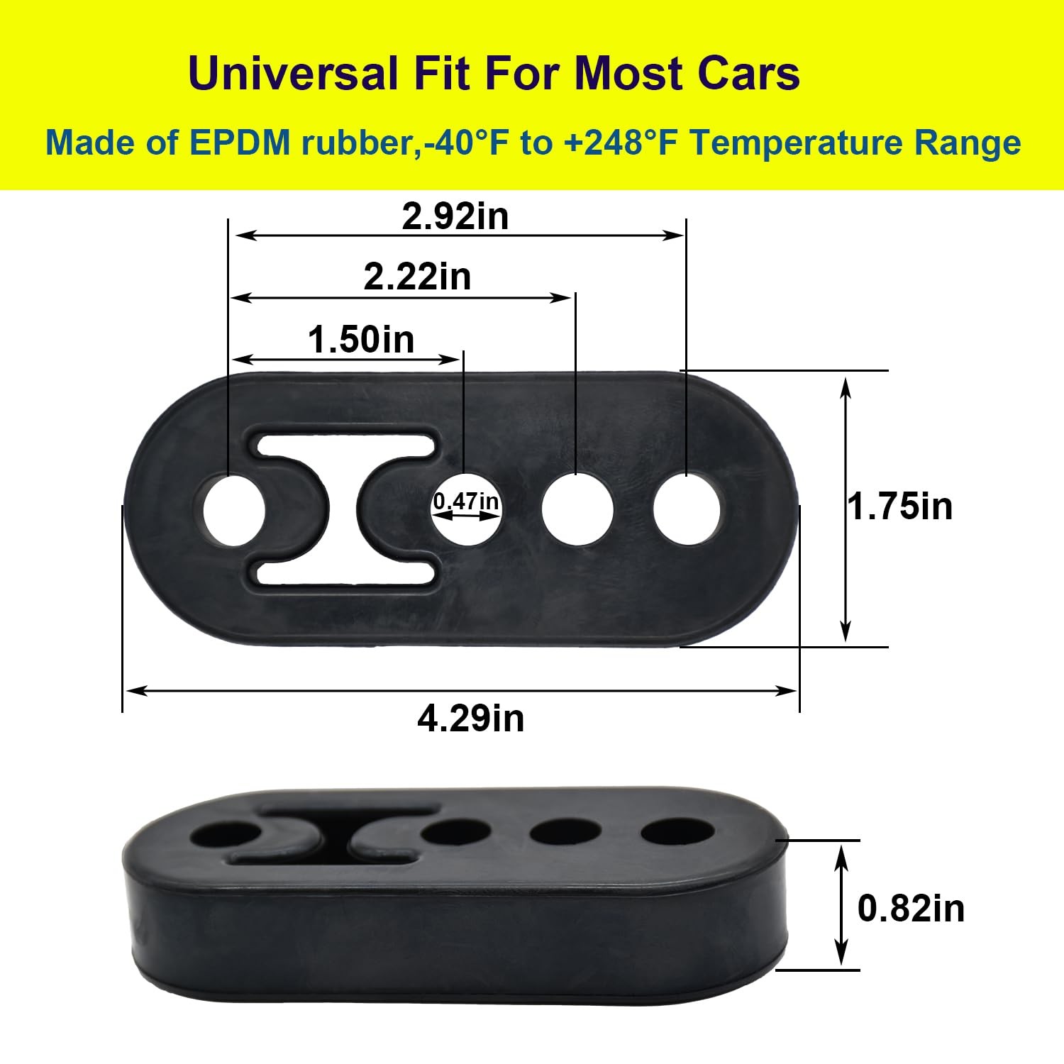 Universal Adjustable Exhaust Hanger, 2 & 4 Holes, 12 PCS, 90° Bend, 0.47″