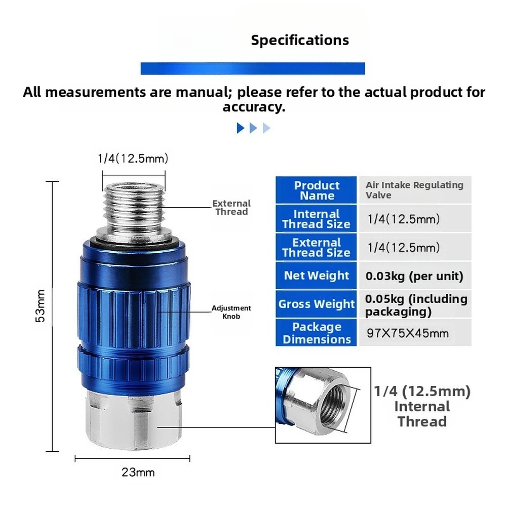 Hexagonal Shape Air Flow Control Valve 1 4 Inch Thread for Pneumatic Tools