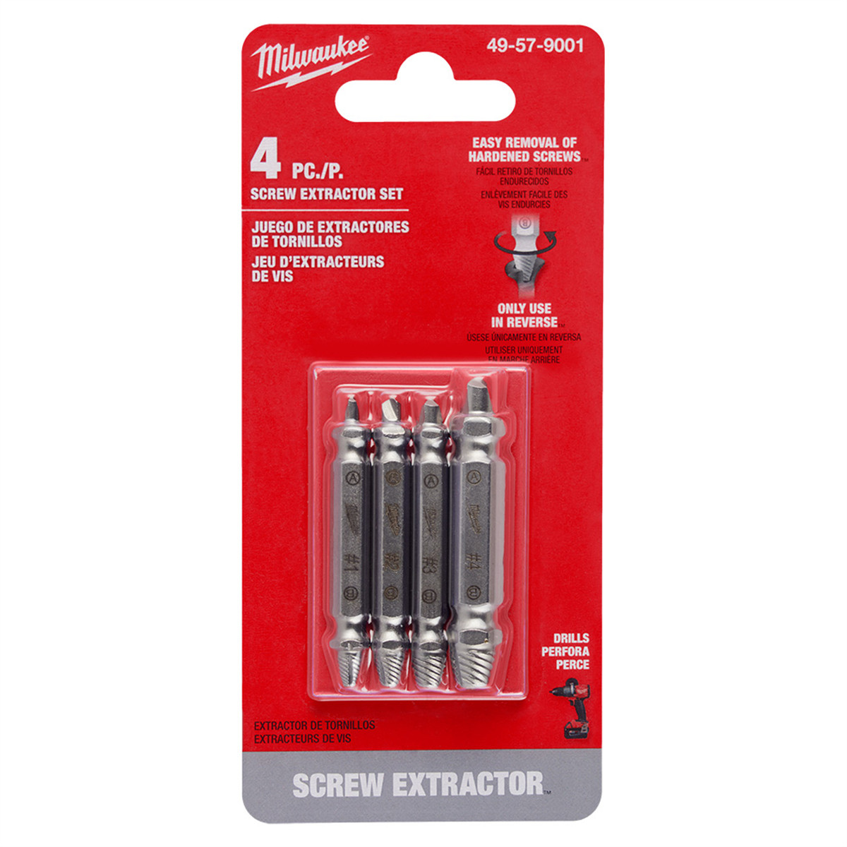 Milwaukee Tool M2 Steel Screw Extractor Set 4PC