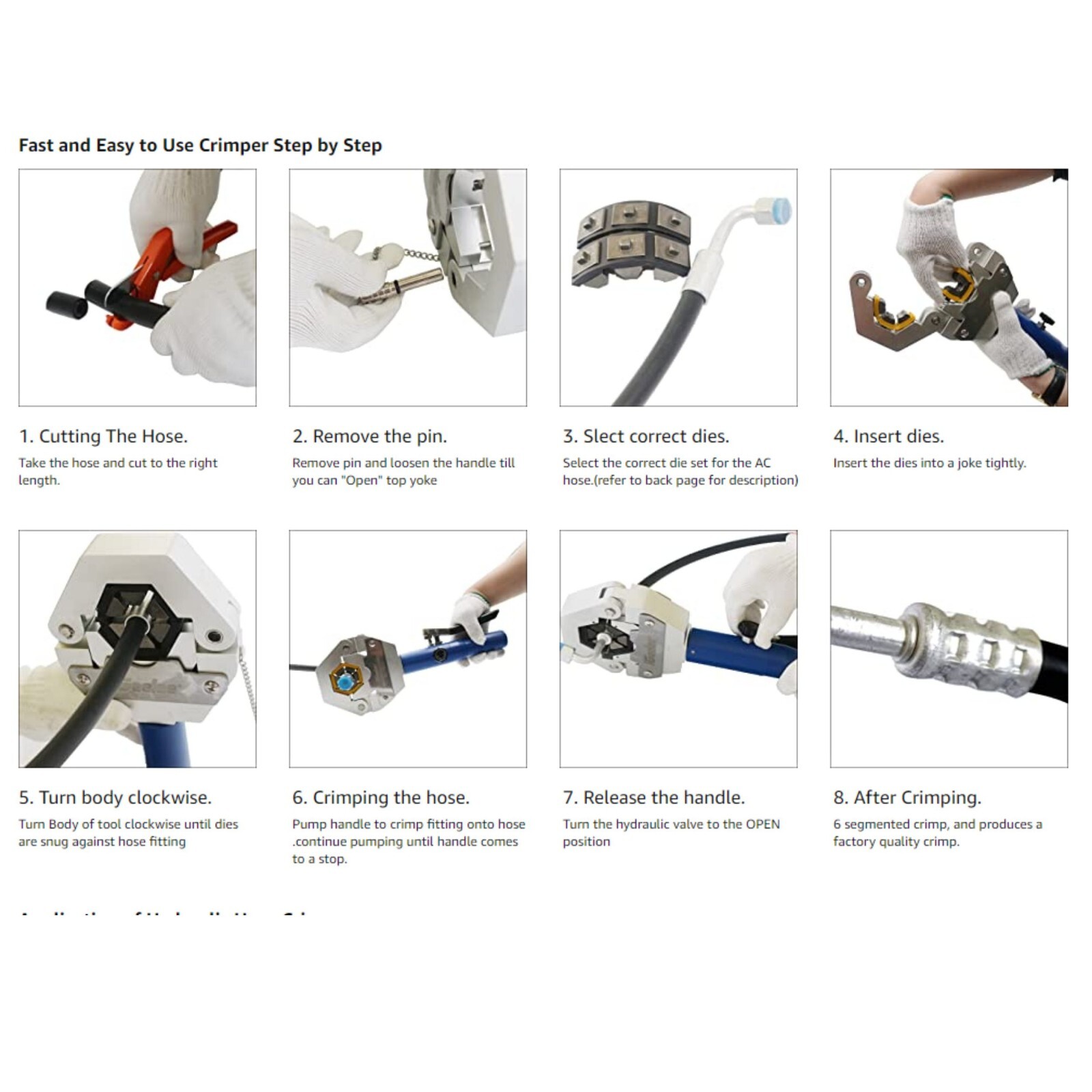 Hydraulic Hose Crimper Tool with 7 Die Set for Vehicle AC Line Fitting Auto Shop